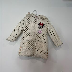 Disney Cream Polka Dot Minnie Mouse Puffer Coat with Minnie ears